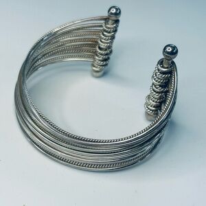 925 Thailand Sterling Silver Multi Strand Cuff Bracelet 42 Grams